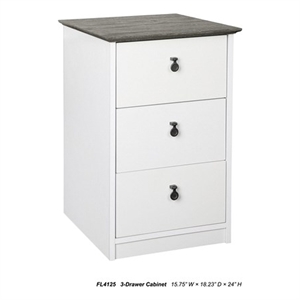 Pemberly Row Contemporary Gray Oak/White 3-Drawer Filing Cabinet