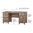 Pemberley Row Engineered Wood Rustic Oak Executive Desk Rectangular Scratch Resistant 59.4