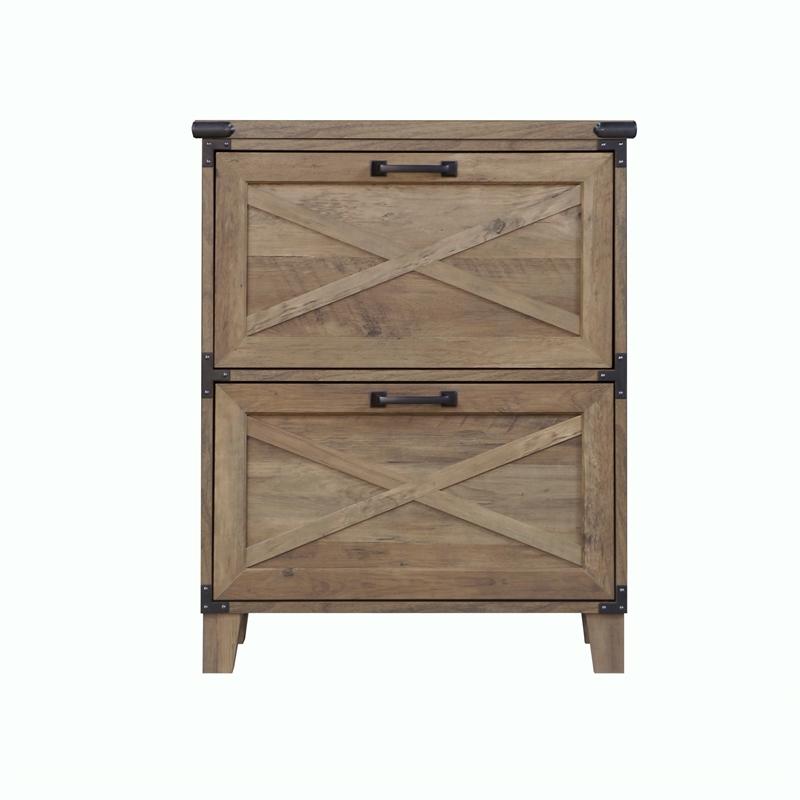 Pemberly Row 2-Drawer Engineered Wood Lateral Filing Cabinet in Rustic Oak