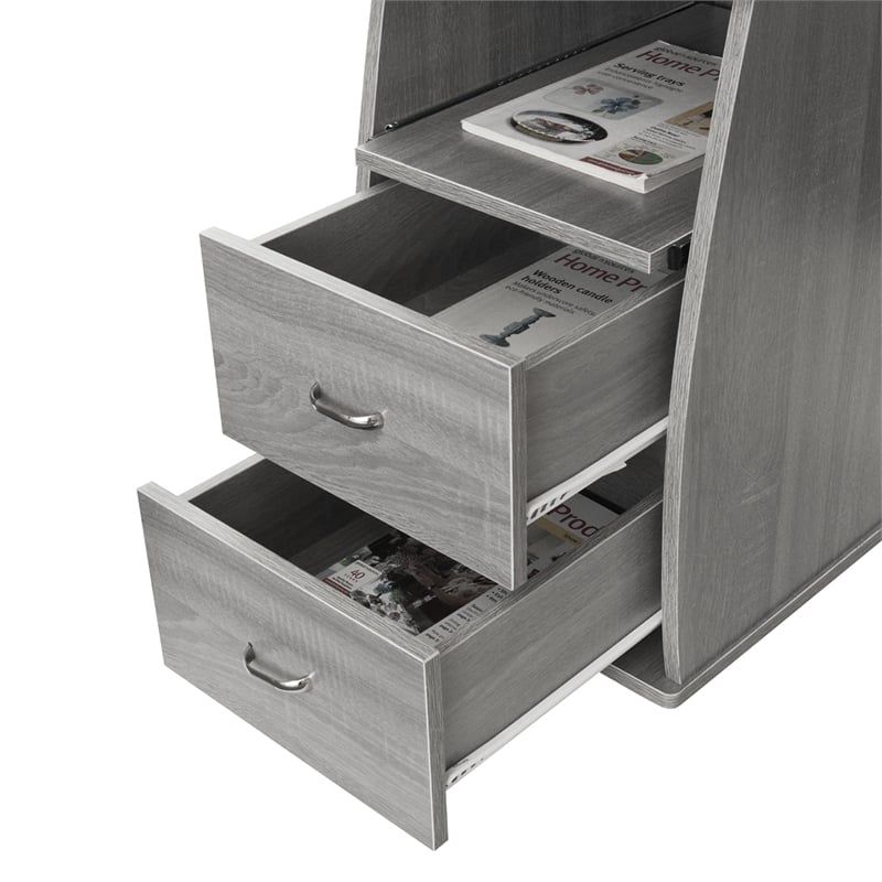 Pemberly Row Engineered Wood 2-Drawers Computer Desk with Keyboard Tray in Gray