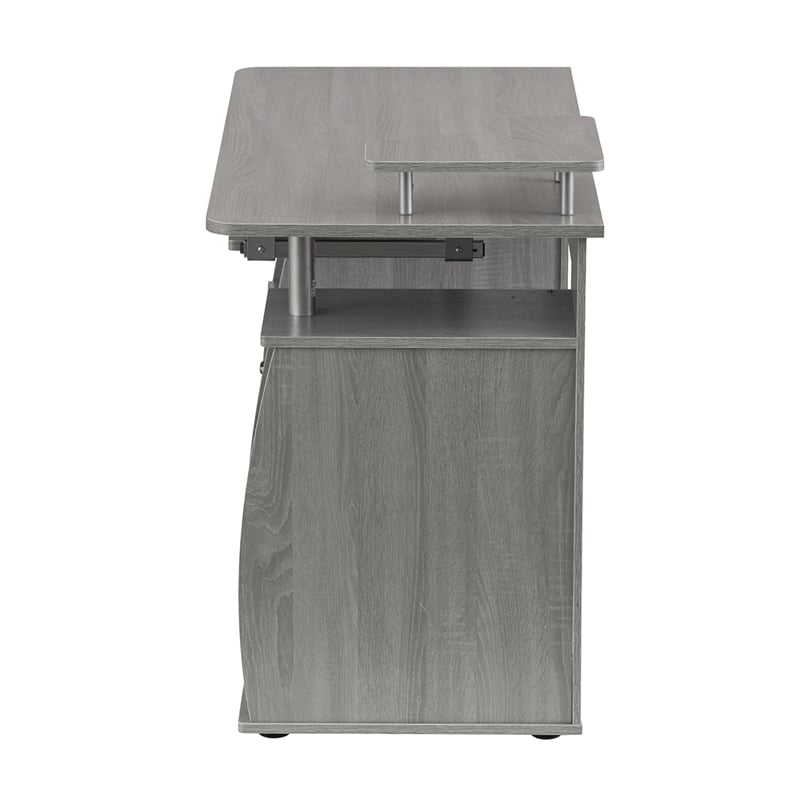 Pemberly Row Engineered Wood 2-Drawers Computer Desk with Keyboard Tray in Gray