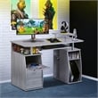 Pemberly Row Engineered Wood 2-Drawers Computer Desk with Keyboard Tray in Gray