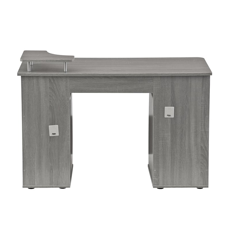 Pemberly Row Engineered Wood 2-Drawers Computer Desk with Keyboard Tray in Gray