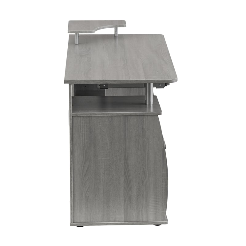 Pemberly Row Engineered Wood 2-Drawers Computer Desk with Keyboard Tray in Gray