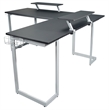Pemberly Row Contemporary Engineered Wood L-Shaped Gaming Desk in Black