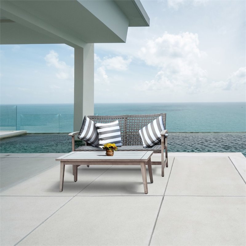 Pemberly Row 2 Piece Sofa and Table Seating Set in Light Gray