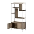 Pemberly Row Mid-Century MDF Wood & Metal Storage Rack with Door Cabinet in Oak