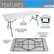 Pemberly Row Contemporary 6 FT Granite White Space-saving Folding Table