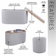 Pemberly Row Storage Ottoman with Reversible Wooden Tray Top - Natural
