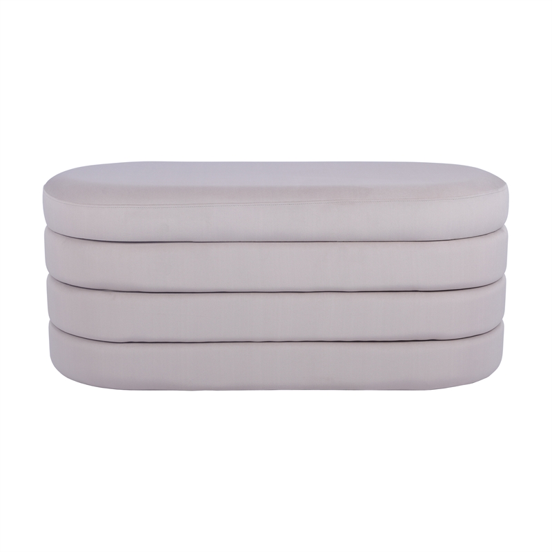 Pemberly Row Contemporary Velvet Ottoman Bench with Storage - Taupe