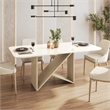 Pemberly Row 6 Seater Italian Natural & Oak Dining Table with Painted Glass Top
