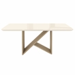 Pemberly Row 6 Seater Italian Natural & Oak Dining Table with Painted Glass Top