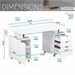 Pemberly Row Executive Desk with 3 Drawers and Cabinet - White and Gold