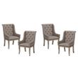 Pemberly Row Traditional Wood Dining Room Arm Chair in Gray Cashmere (Set of 4)