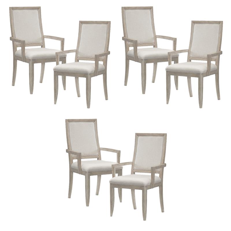 Pemberly Row Contemporary Wood Dining Room Arm Chair in Gray (Set of 6)