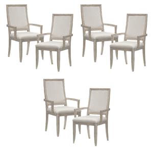 Pemberly Row Contemporary Wood Dining Room Arm Chair in Gray (Set of 6)