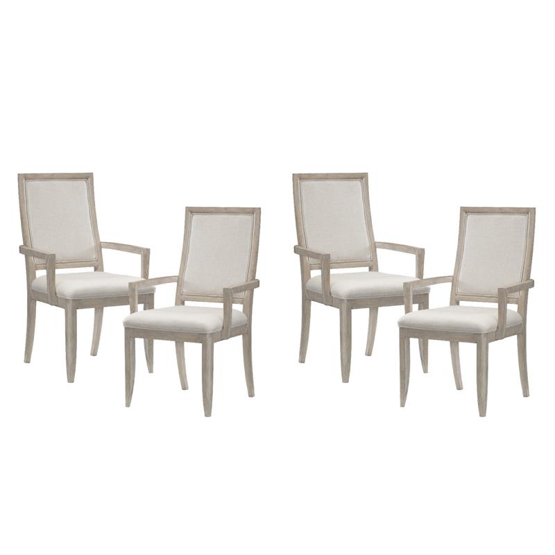 Pemberly Row Contemporary Wood Dining Room Arm Chair in Gray (Set of 4)
