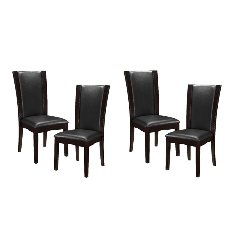Pemberly Row Wood and Faux Leather Dining Room Side Chair in Espresso (Set of 4)
