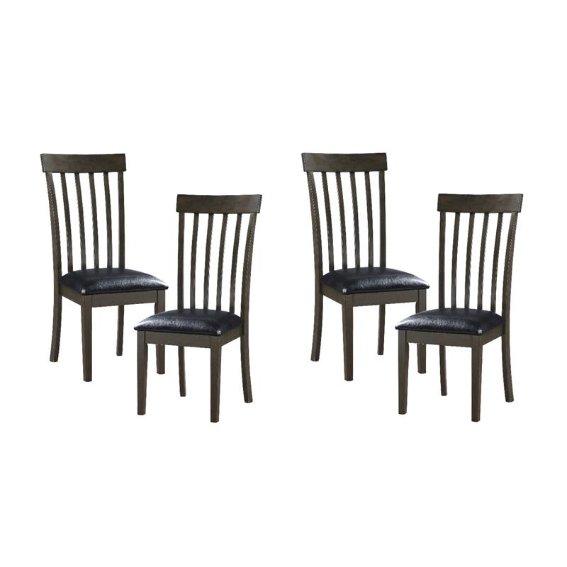 Pemberly Row Faux Leather Dining Room Side Chair in Black (Set of 4)