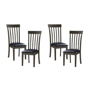 Pemberly Row Faux Leather Dining Room Side Chair in Black (Set of 4)