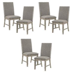 Pemberly Row Wood and Fabric Dining Chairs in Brownish Gray (Set of 6)