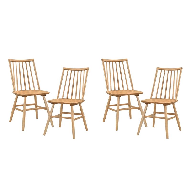 Pemberly Row Asian Hardwood Dining Room Side Chair - Set of 4 in Natural Oak