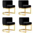 Pemberly Row Contemporary Set of 4 Black Velvet Dining Chairs