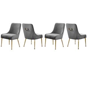 Pemberly Row Contemporary Velvet Dining Chairs in Gray (Set of 4)