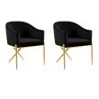 Pemberly Row Contemporary Set of 2 Black Velvet Dining Chairs