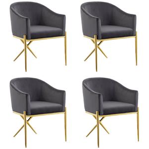 Pemberly Row Contemporary Set of 4 Gray Velvet Dining Chairs
