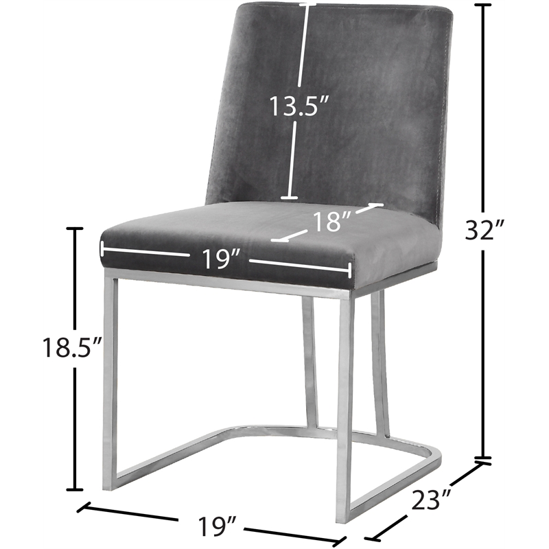 Pemberly Row Contemporary Gray Velvet Dining Chairs (Set of 4)