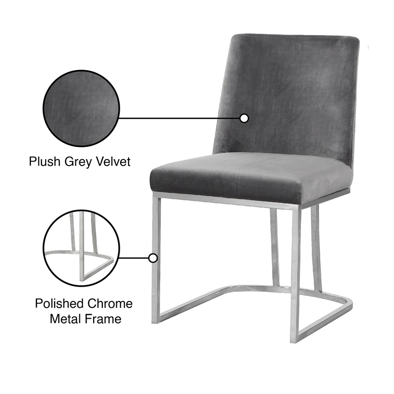 Pemberly Row Contemporary Gray Velvet Dining Chairs (Set of 4)