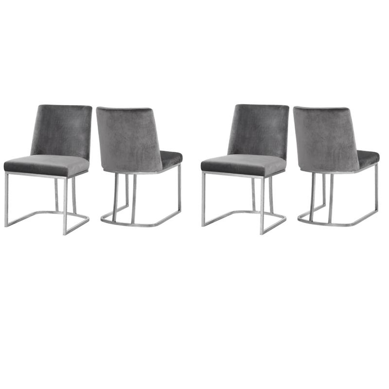 Pemberly Row Contemporary Gray Velvet Dining Chairs (Set of 4)