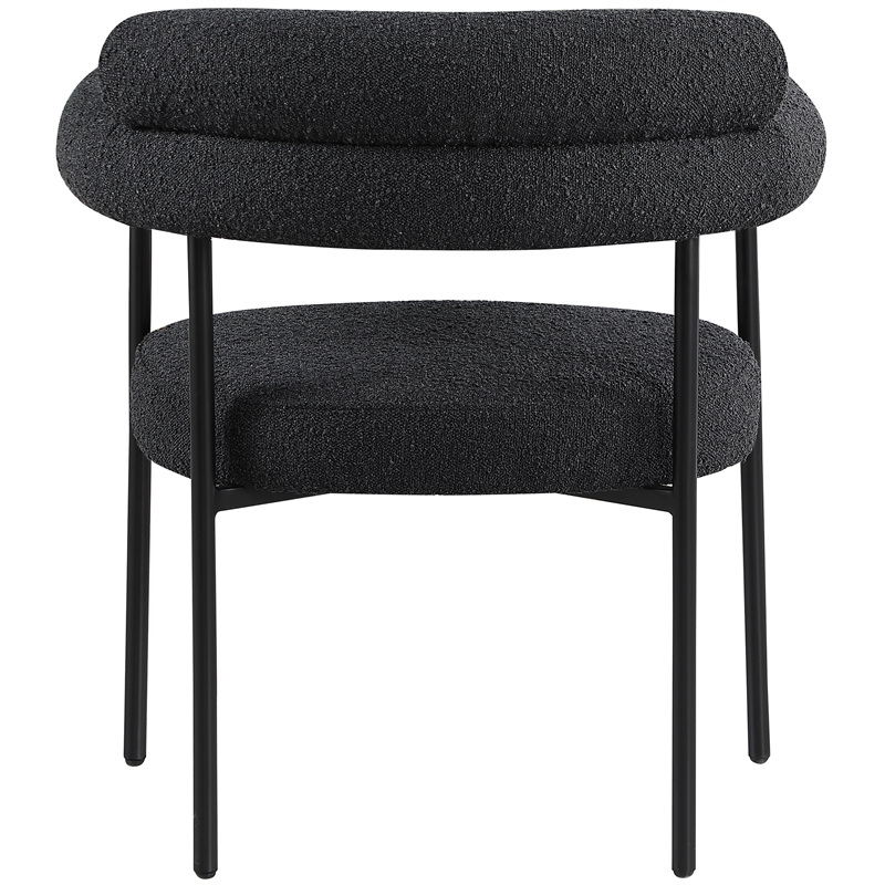 Pemberly Row Contemporary Black Boucle Fabric Dining Chairs Set of 6