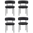Pemberly Row Contemporary Set of 4 Black Boucle Fabric Dining Chairs