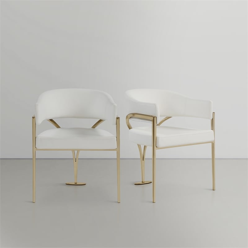 Pemberly Row Contemporary Cream Vegan Leather Dining Chairs (Set of 4)