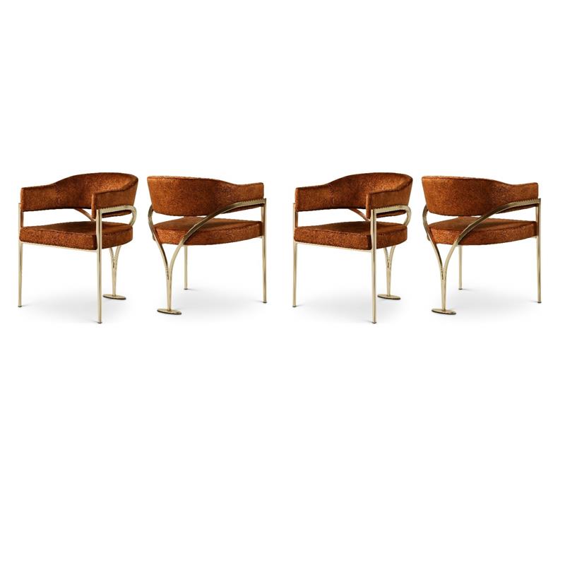 Pemberly Row Contemporary Cognac Velvet Dining Chairs (Set of 4)