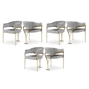 Pemberly Row Contemporary Gray Velvet Dining Chairs (Set of 6)