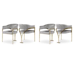 Pemberly Row Contemporary Gray Velvet Dining Chairs (Set of 4)