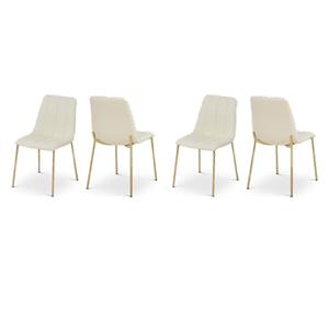 Pemberly Row Contemporary Cream Vegan Leather Dining Chairs (Set of 4)