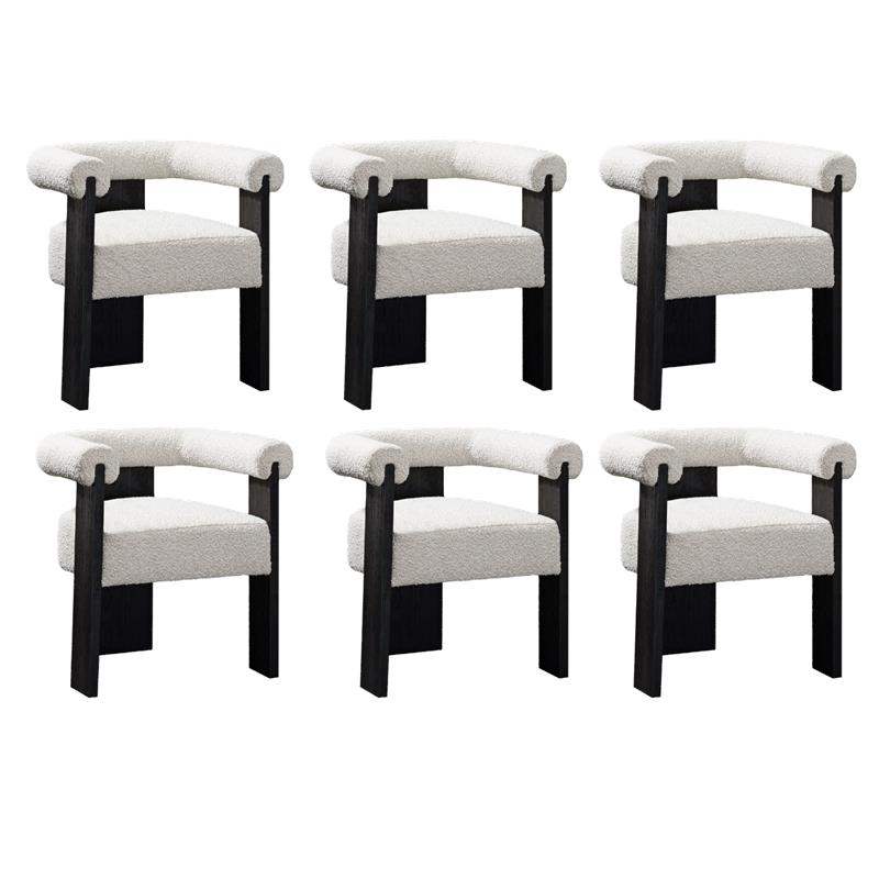 Pemberly Row Mid-Century Set of 6 Fabric Cream Dining Chairs