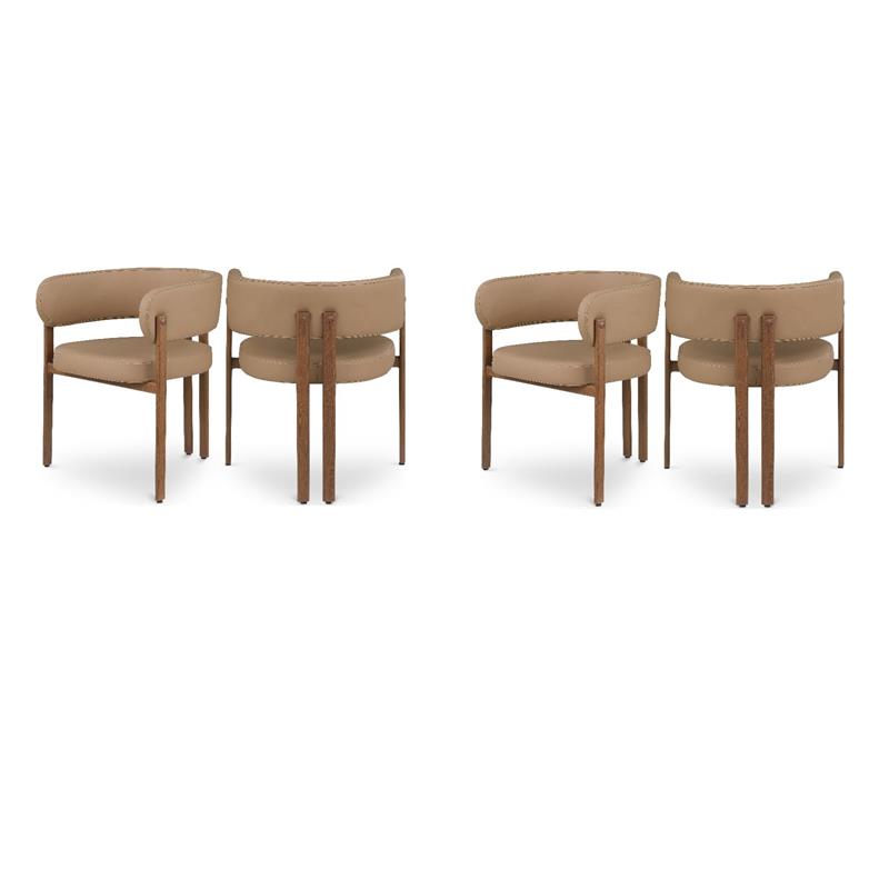 Pemberly Row Contemporary Tan Vegan Leather Dining Chairs (Set of 4)
