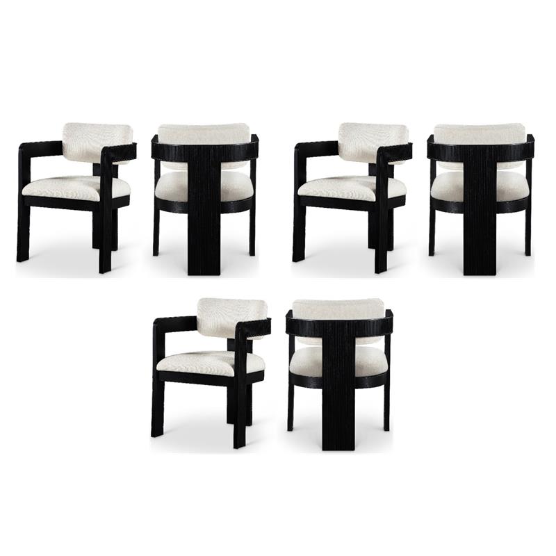 Pemberly Row Contemporary Cream Linen Textured Fabric Dining Chairs (Set of 6)