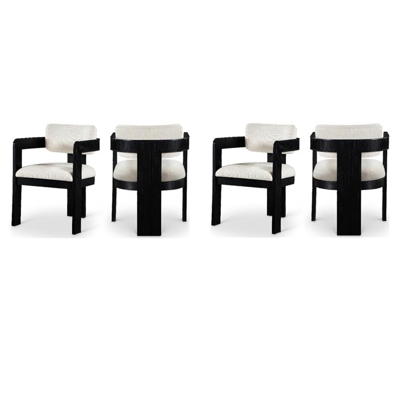 Pemberly Row Contemporary Cream Linen Textured Fabric Dining Chairs (Set of 4)