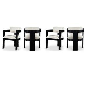 Pemberly Row Contemporary Cream Linen Textured Fabric Dining Chairs (Set of 4)