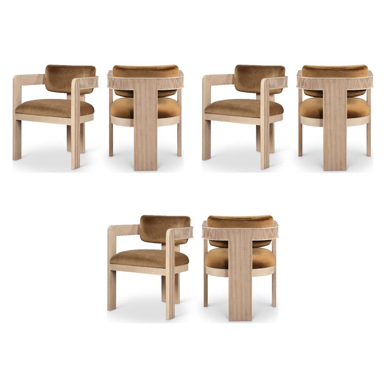 Pemberly Row Contemporary Saddle Velvet Dining Chairs (Set of 6)