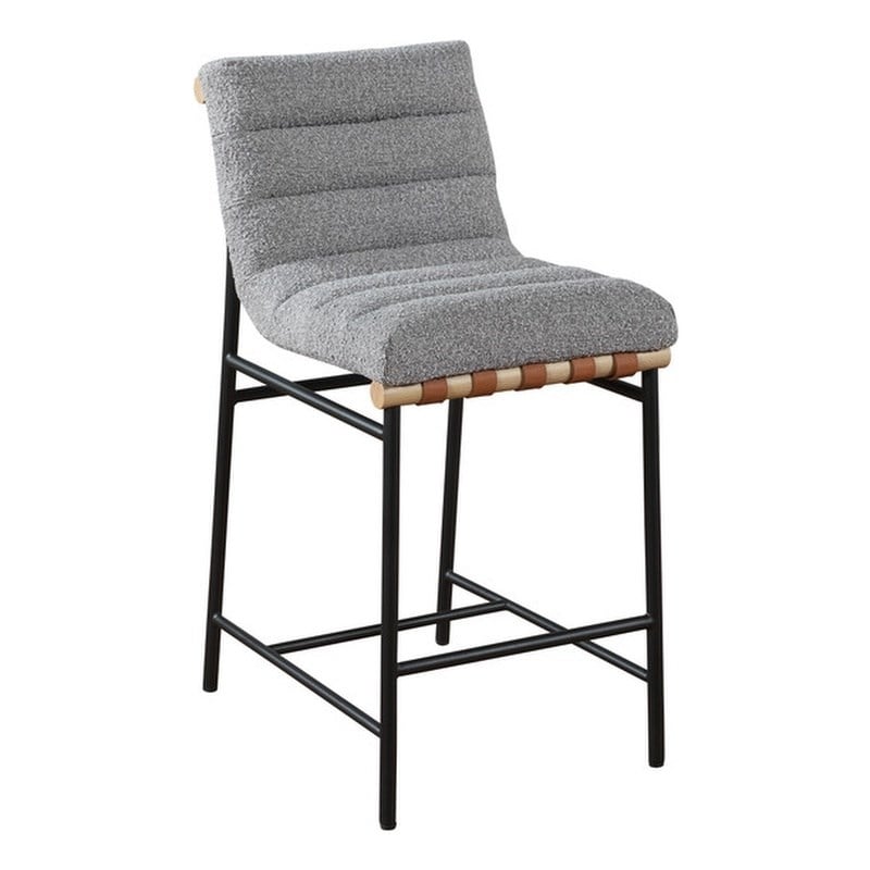 Pemberly Row Set of 2 Gray Boucle Fabric Counter Height Chairs