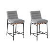Pemberly Row Set of 2 Gray Boucle Fabric Counter Height Chairs
