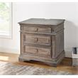 Pemberly Row Set of 3 Gray Wood Upholstered Panel Queen Bed & 2 Nightstands