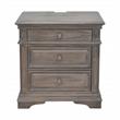 Pemberly Row Set of 3 Gray Wood Upholstered Panel Queen Bed & 2 Nightstands